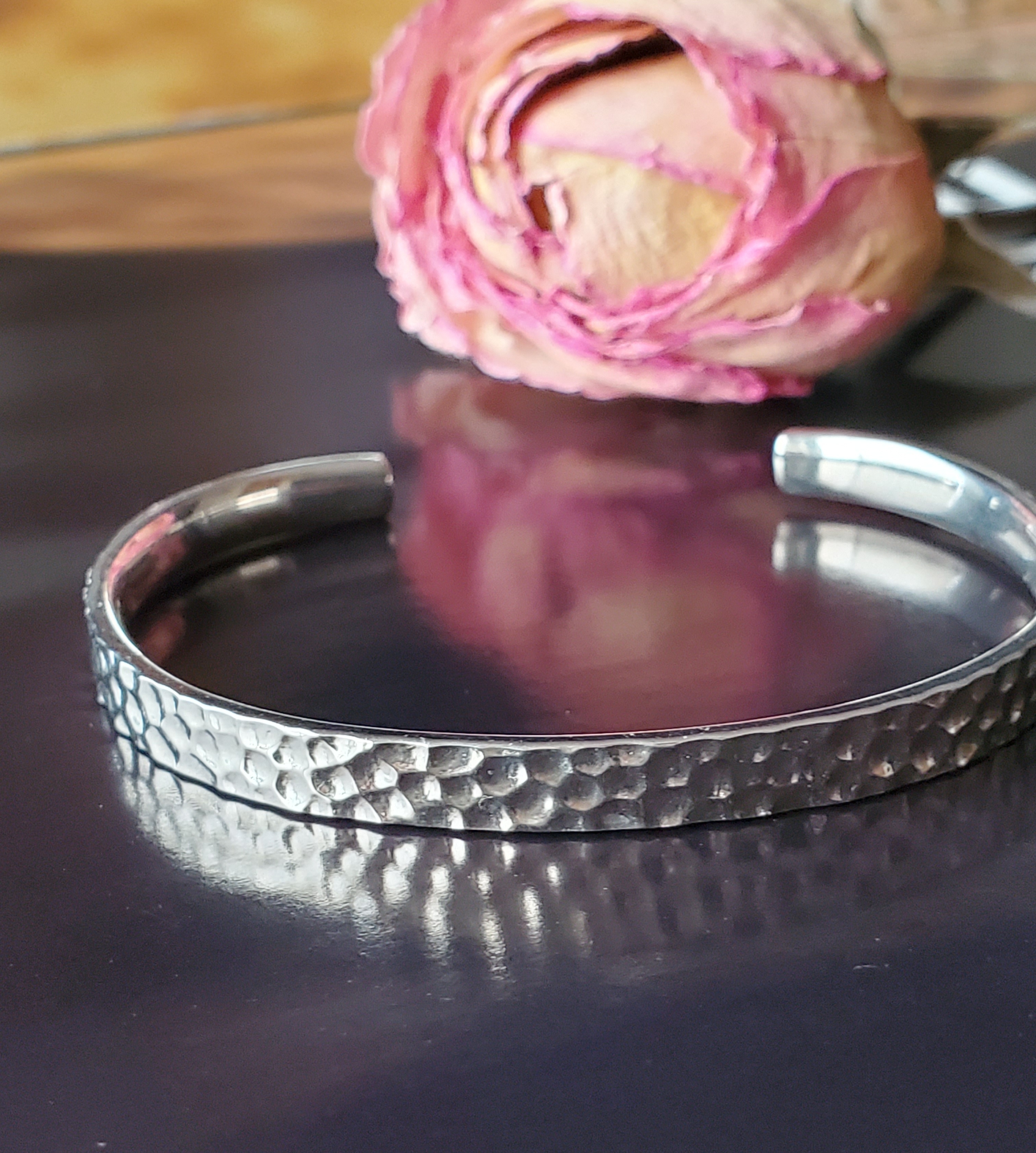 夏　シンプル槌目シルバーバングルSV925 WSB-10