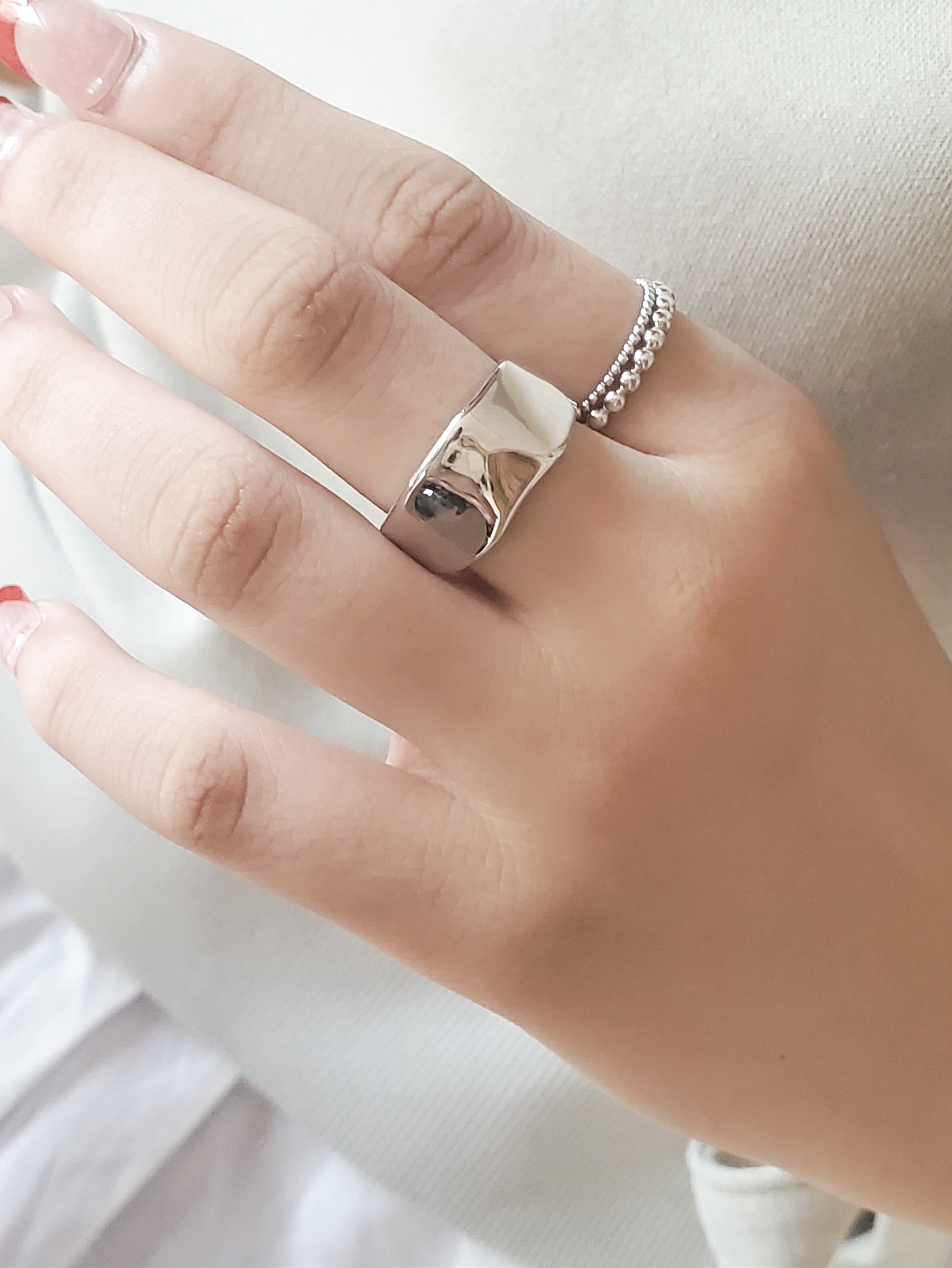 ハンマ打ちリング、末永く使えるシルバーリングRS-102メンズ、　ペアリングにもおススメ♡