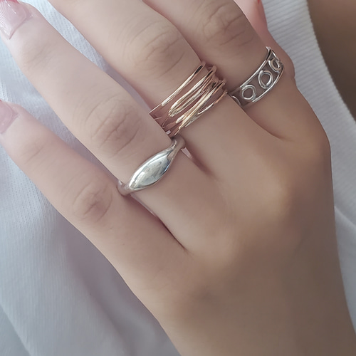 6連レイヤード透かしリング、巻き巻きピンクゴールドリングRS-82