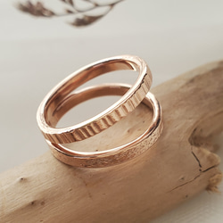 リング２個セット テクスチャー2連ピンクゴールドリング RS-105ダブルライン 指輪