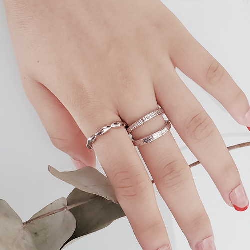 テクスチャー2連シルバーリング RS-105 指輪・リング Ring and I 通販