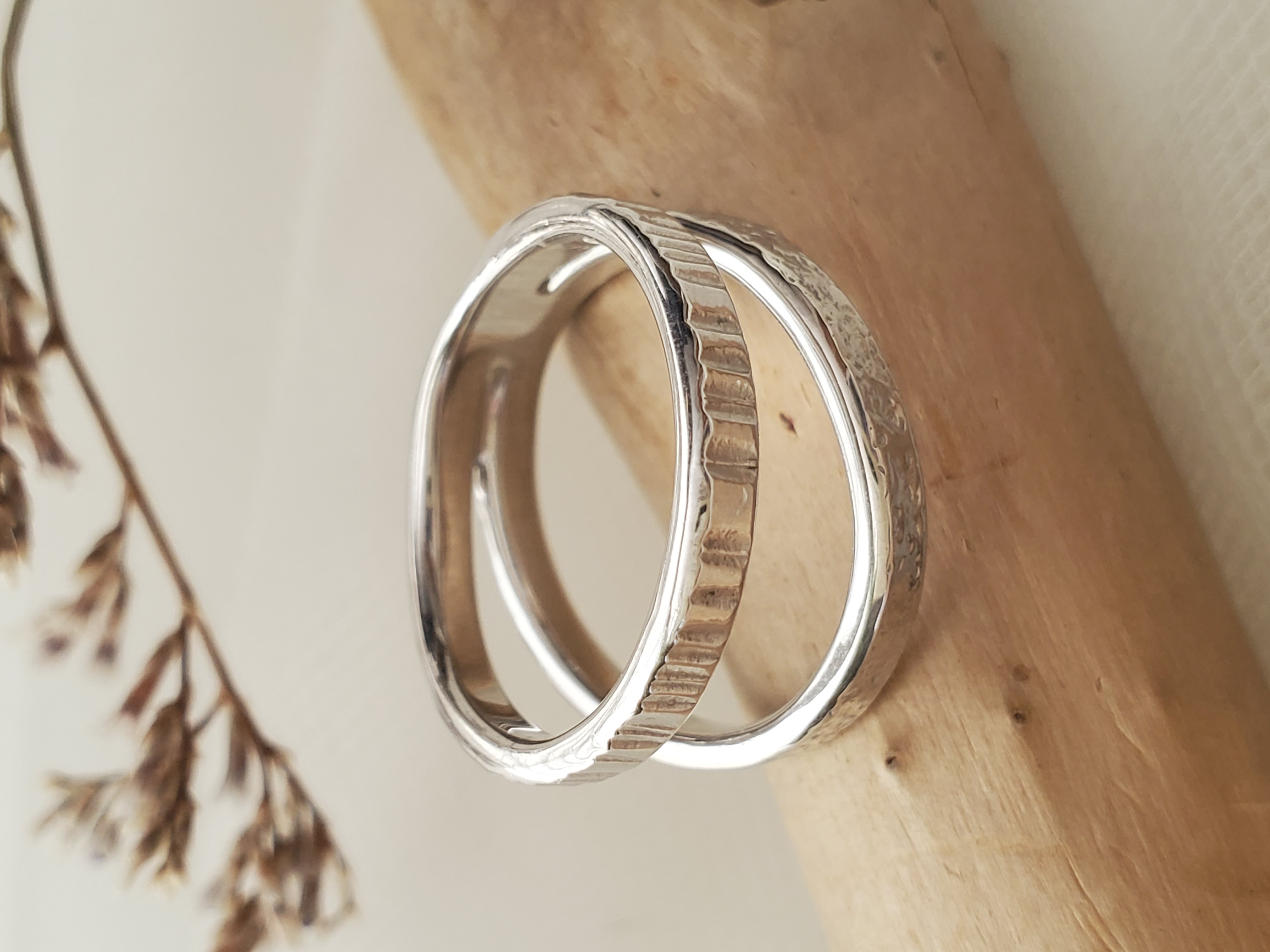 テクスチャー2連シルバーリング RS-105