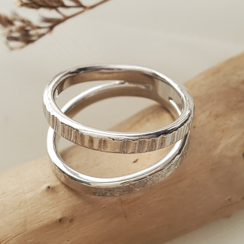 テクスチャー2連シルバーリング RS-105 指輪・リング Ring and I 通販