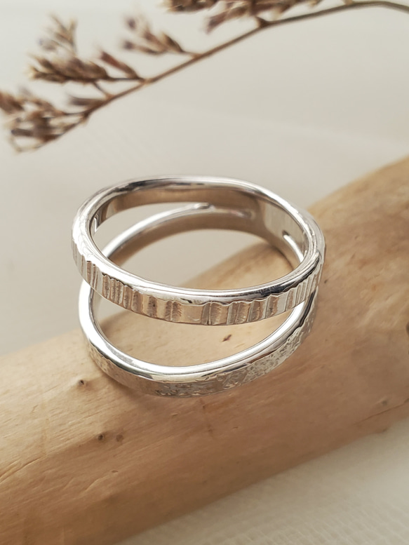 テクスチャー2連シルバーリング RS-105 指輪・リング Ring and I 通販