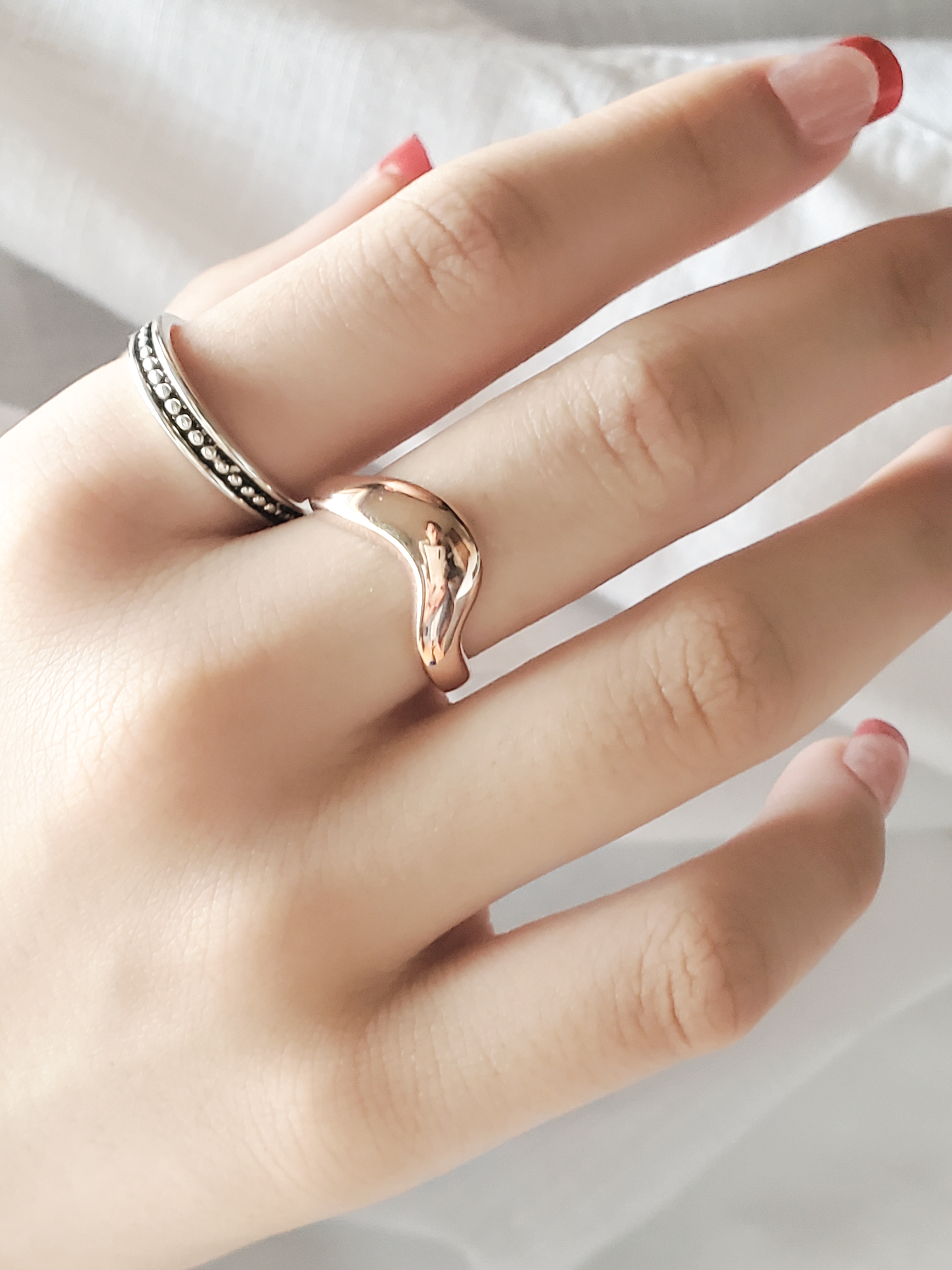 美しいラインV字型wave pinkgold ring RS-110