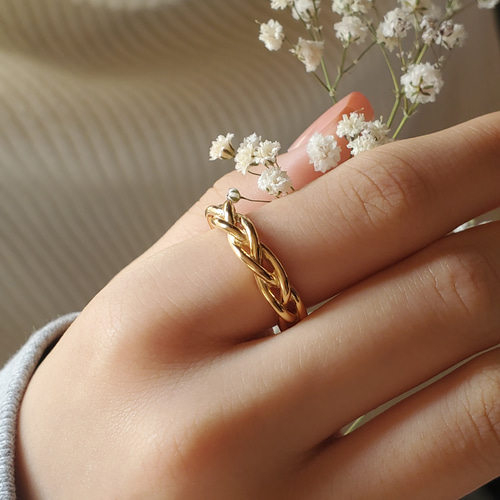 ゴールド 編み込みデザイン リング aaacd79f25f87ea342bbbe0636d455