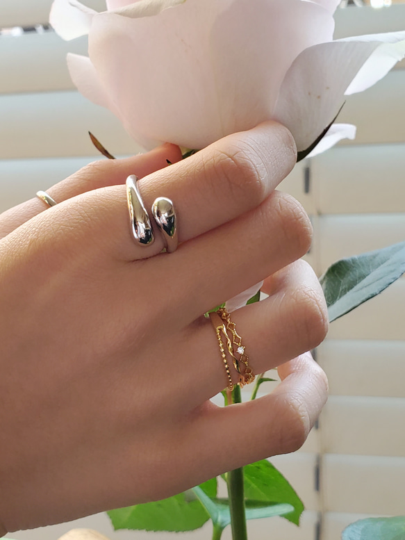 誉められるdrop ringシルバー925,RS-08,ドロップリング 指輪