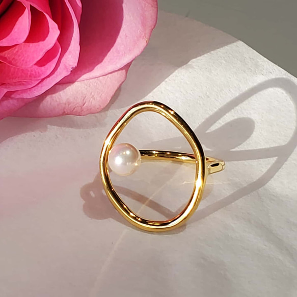 シェルパール付きデザインゴールドリングk18GP,RS-07 指輪・リング