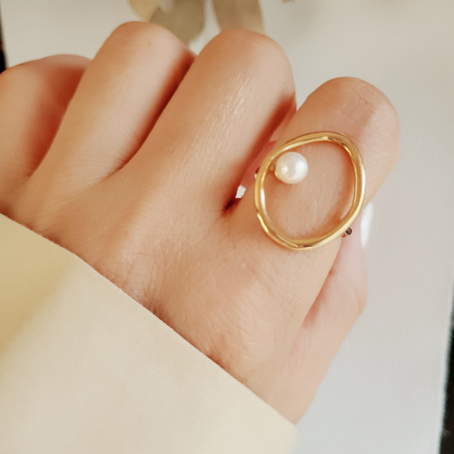 シェルパール付きデザインゴールドリングk18GP,RS-07 指輪・リング