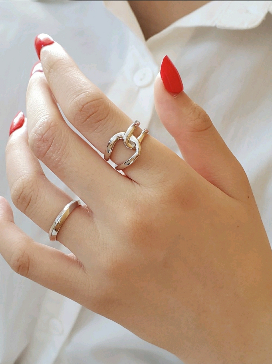 (500個以上販売）大人気❤️☆asymmetry silver925 Rs-05　結びリング ノットリング