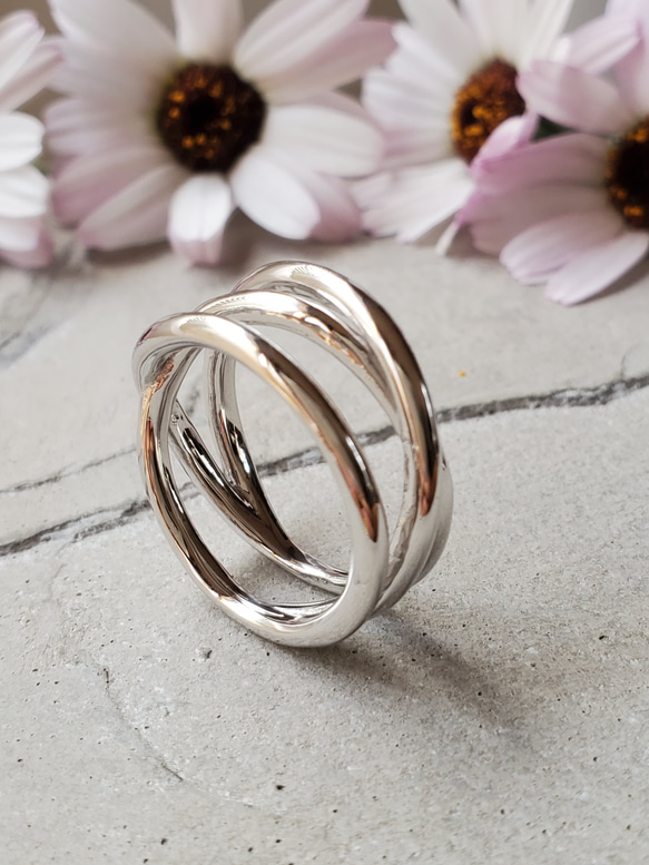 大人気❣️　triple ring シルバー透かしリングsv925,3連りんぐ RS-25 3枚目の画像
