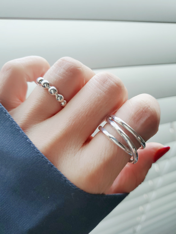 大人気❣️　triple ring シルバー透かしリングsv925,3連りんぐ RS-25 5枚目の画像