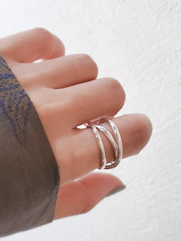 大人気❣️　triple ring シルバー透かしリングsv925,3連りんぐ RS-25 6枚目の画像