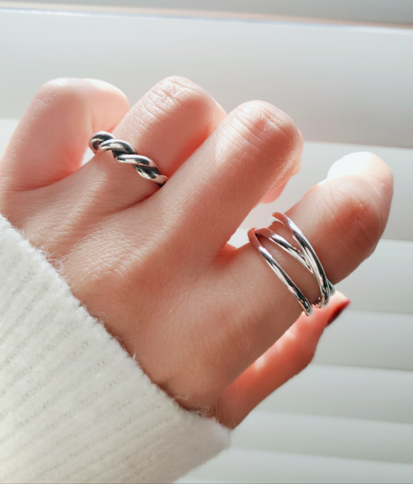 大人気❣️　triple ring シルバー透かしリングsv925,3連りんぐ RS-25 8枚目の画像