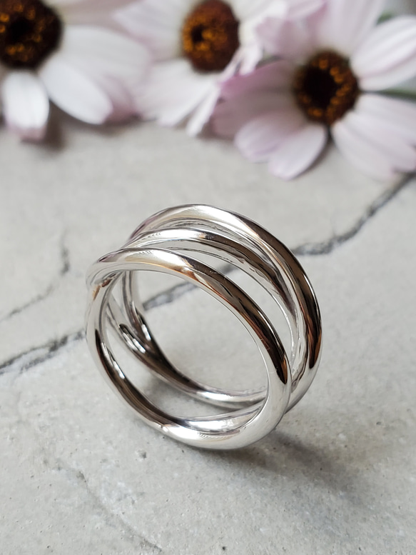 大人気❣️　triple ring シルバー透かしリングsv925,3連りんぐ RS-25 9枚目の画像