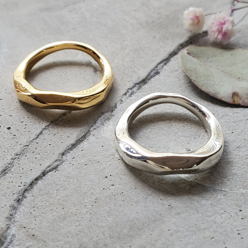 chunky hammered ハンマー打ちリング K18GP RS-31 ハンマー打ち