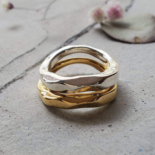 chunky hammered ハンマー打ちリング K18GP RS-31 ハンマー打ち