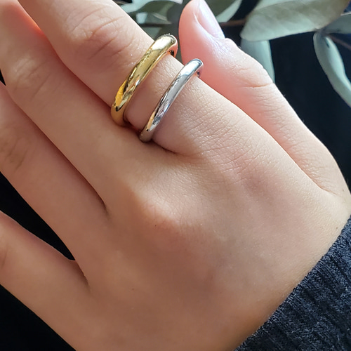 指輪・リング Basic Two Tone Ring #3402 two-tone-double-stacked-