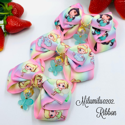 お子様用ヘアゴムB】プリンセスリボン ヘアゴム ゆめかわ ヘアゴム