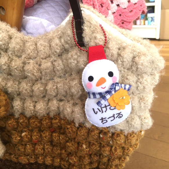 フェルトの名札☆あったか気分の雪だるま☆クリスマスやお年賀に☆彡