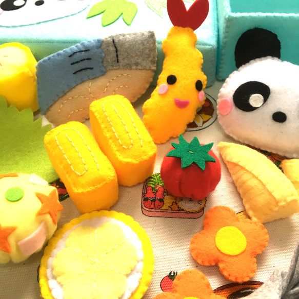フェルトおままごと★パンダおにぎり弁当　和食　Japanese Bento　食育や 日本のお土産　おもちゃ 4枚目の画像