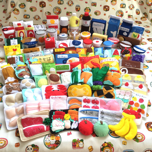 即発送】フェルトのおままごと☆スーパーマーケットごっこ☆お買い物