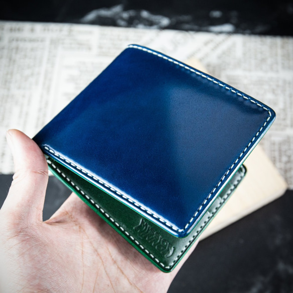 Cordovan藍色馬臀皮錢包【MISTER手作皮夾】供刻字、顏色與版型選擇 第1張的照片