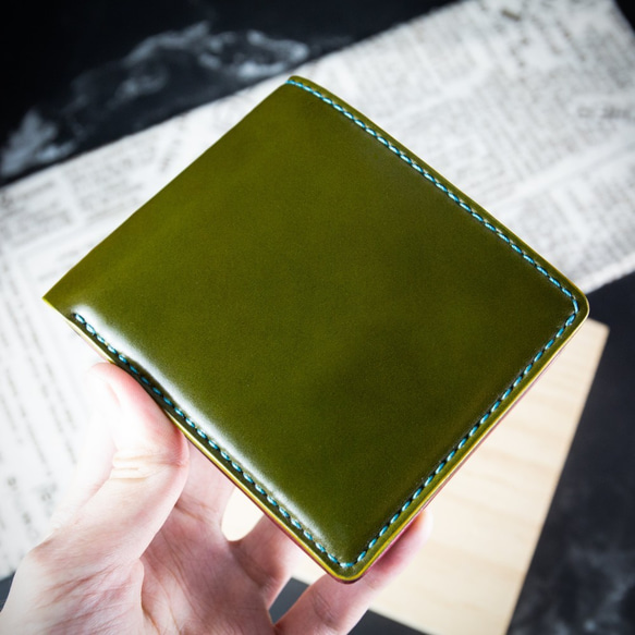 Cordovan橄欖綠色馬臀皮錢包【MISTER手作皮夾】供刻字、顏色與版型選擇 第1張的照片