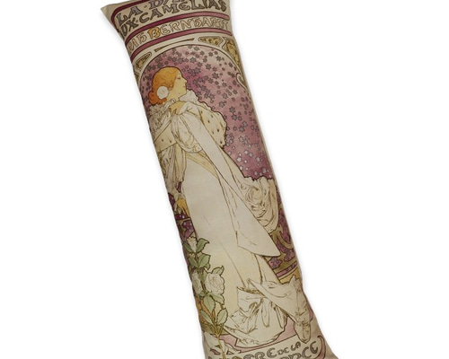 ミュシャ 抱き枕 総柄 北欧 アート コットンリネン ロングクッション