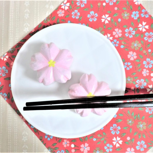 さくらの箸置き二個セット☆オーブン陶芸（訳あり） 箸・箸置き mo*ka  