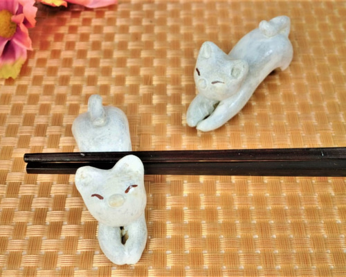 No.151 ミモザ＆猫ちゃんの箸置き♡固まるハーバリウム2個set No.151