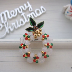 【ラスト１点】クリスマスリースのブローチ（mini-5） 8枚目の画像