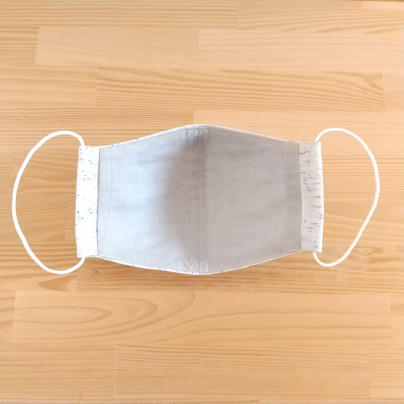 メンズ 国産オックス綿100%×ダブルガーゼの立体布マスク フィルターポケット仕様 ネップ 4枚目の画像