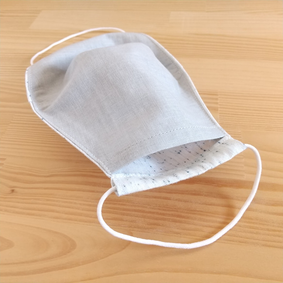 メンズ 国産オックス綿100%×ダブルガーゼの立体布マスク フィルターポケット仕様 ネップ 6枚目の画像