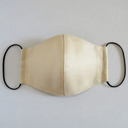 フレンチリネンとダブルガーゼの立体布マスク フィルターポケット仕様 アースカラー  ベージュ 2枚目の画像