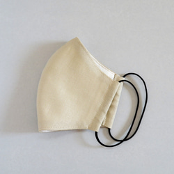 フレンチリネンとダブルガーゼの立体布マスク フィルターポケット仕様 アースカラー  ベージュ 3枚目の画像