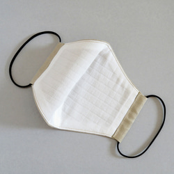 フレンチリネンとダブルガーゼの立体布マスク フィルターポケット仕様 アースカラー  ベージュ 6枚目の画像