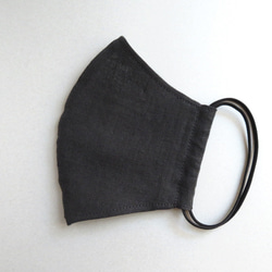 薄手の黒リネン×ピンクガーゼの夏マスク！柔らか立体布マスク フィルターポケット仕様 5枚目の画像