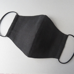 薄手の黒リネン×ピンクガーゼの夏マスク！柔らか立体布マスク フィルターポケット仕様 7枚目の画像