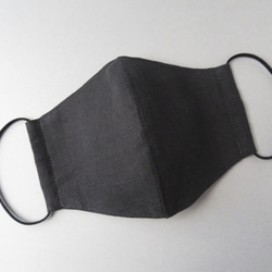 薄手の黒リネン×ピンクガーゼの夏マスク！柔らか立体布マスク フィルターポケット仕様 8枚目の画像