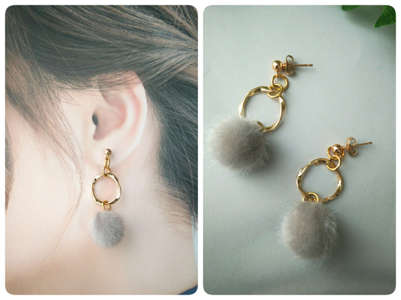 ファーボウルピアス/イヤリング ピアス（その他） rin_cuore 通販 