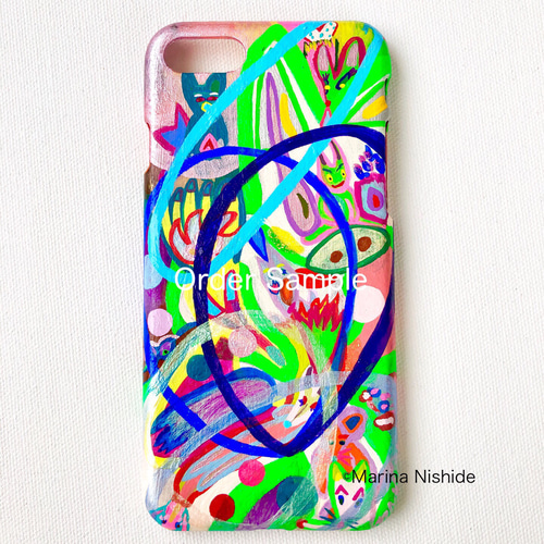 iPhoneカバー レジンアート ハンドメイド作品 オーダー可能 オーダー UVレジン iPhone／Android 6.3インチ以上機種スマホケース