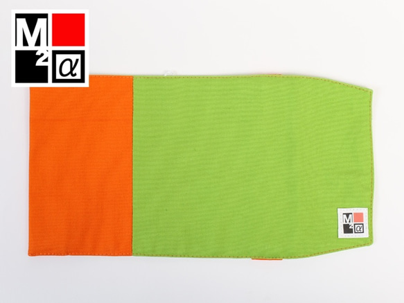 帆布のブックカバー（オレンジ＆グリーン） 2枚目の画像
