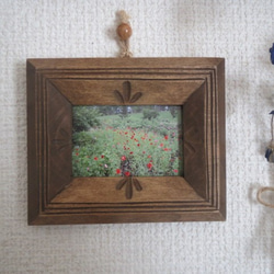 受注制作）木彫りの大きな壁掛け鏡☆葡萄模様☆材質榀の木＊ｻｲｽﾞ約