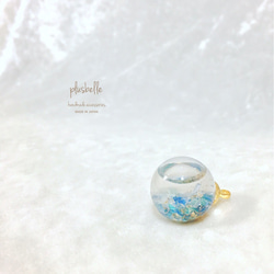 【チタン】ガラスドーム＆コットンパールピアスblue 4枚目の画像