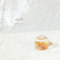 petit玻璃圓球〜orange〜樹脂耳環 第4張的照片
