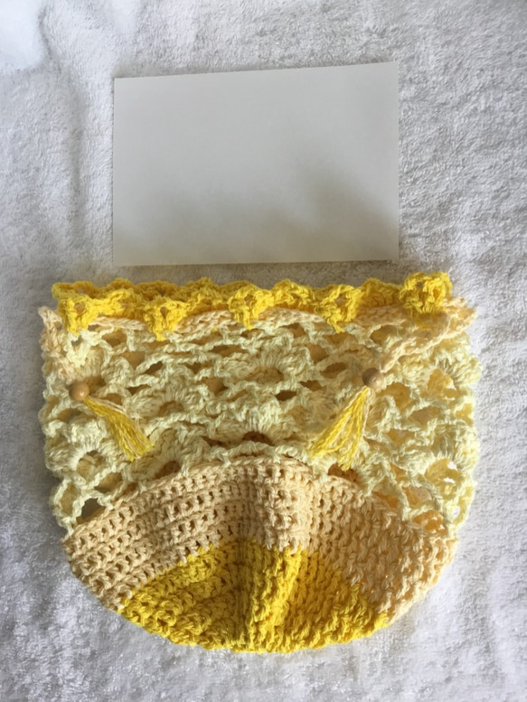 レース編み巾着～レモン～ 4枚目の画像