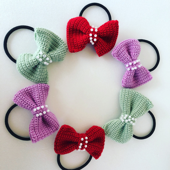 リボン　ヘアゴム♡セレシャムリボン♡ブルー♡ハンドメイド 1_9f99b388c890fae0b1cf0617a866