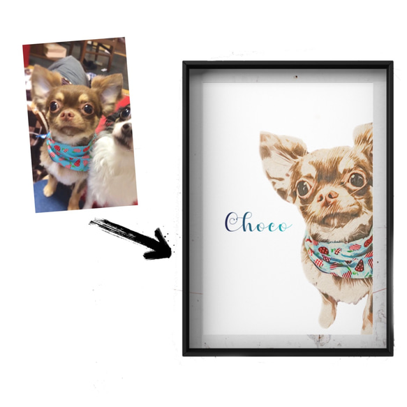 フォロワー様は価格から10％OFF【ペット画オーダー制作（A5用紙　１匹描き）】 ペット肖像画 ポップペイント – PET CANVA