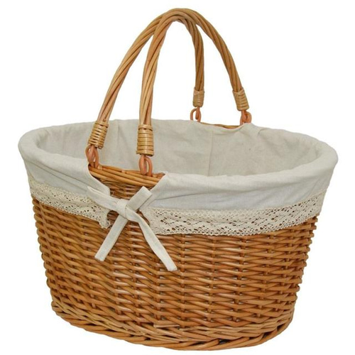 ピクニック かごバスケット ショッピングかご 内布付 楕円型 Lサイズ